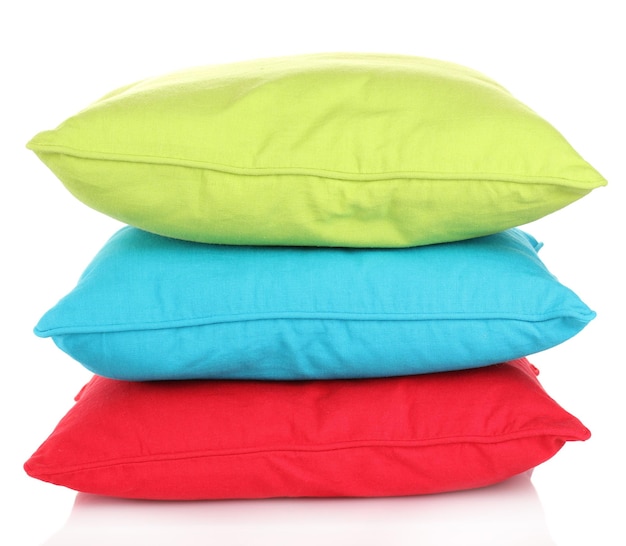 Bright color pillows isolated on white