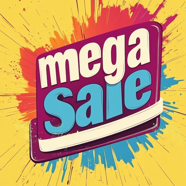 Photo bright colored sales labels with mega sale text