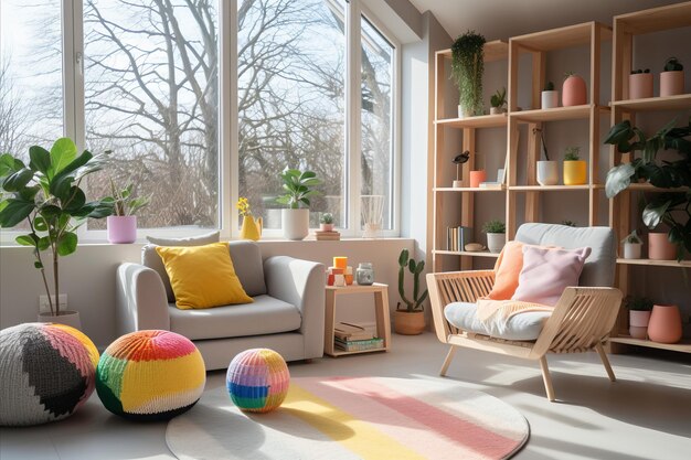 Bright and Colorful 57 Year Old Boys Room with Modern Furniture and Toys on the Floor