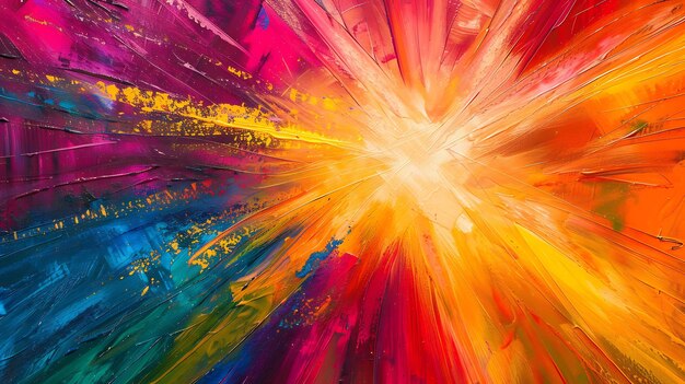 Bright and colorful abstract oil painting with bold strokes