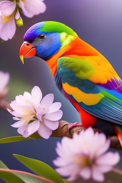 Bright colorful beautiful tropical parrot Ai