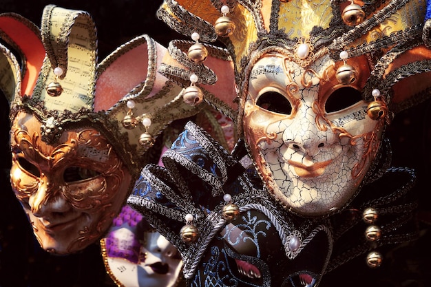 Bright colorful carnival masks in Venice, Italy