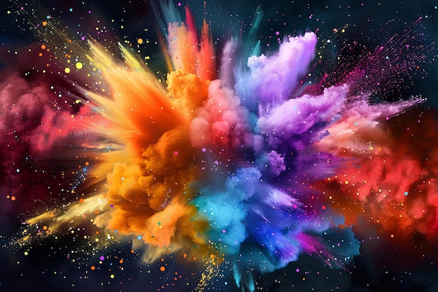 Bright and Colorful Explosion Border with Vibrant Hues on Transparent Background Dynamic and Energet