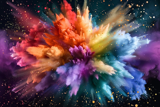 Bright and Colorful Explosion Border with Vibrant Hues on Transparent Background Dynamic and Energet