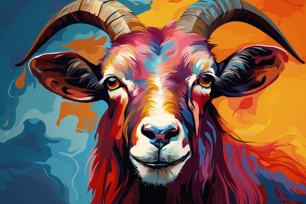 Bright and Colorful A Fauvism Style of a Goat Generative Ai