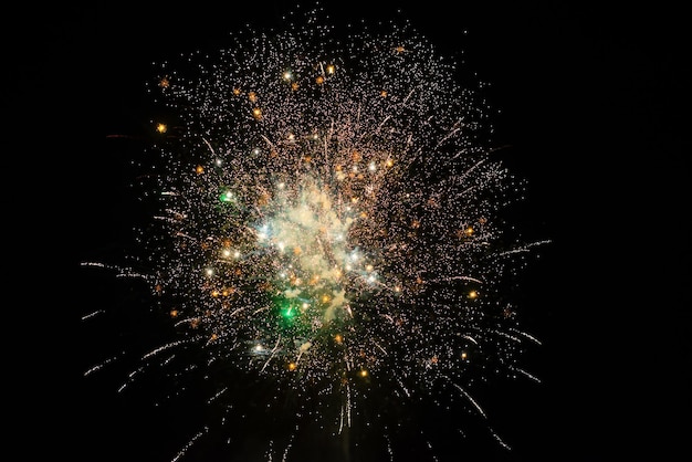 Bright and colorful fireworks at a black night sky