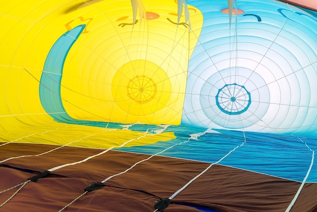 A bright and colorful fragment of hot air balloon. 