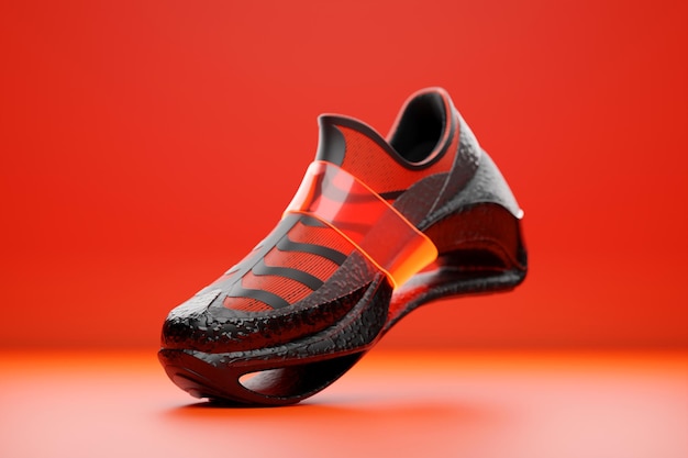 Bright colorful sneaker premium 3d Render on a red background