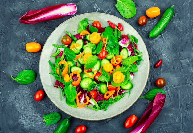 Bright colorful vegetable salad