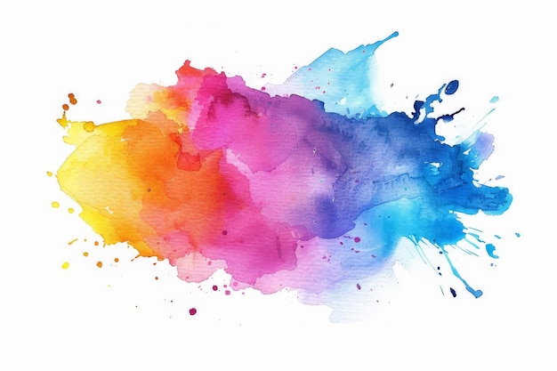 Photo bright colorful watercolor splash splatter stain brush stroke on white background modern vibrant aquarelle spot