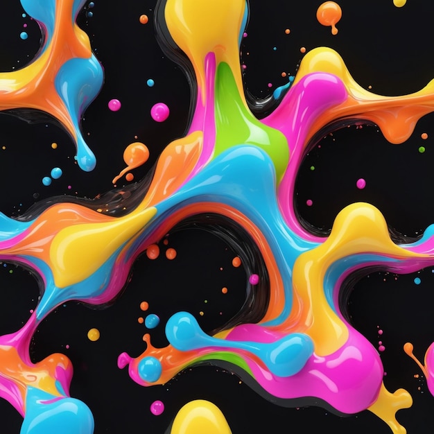 Bright Colors Is Poured Into A Black Background