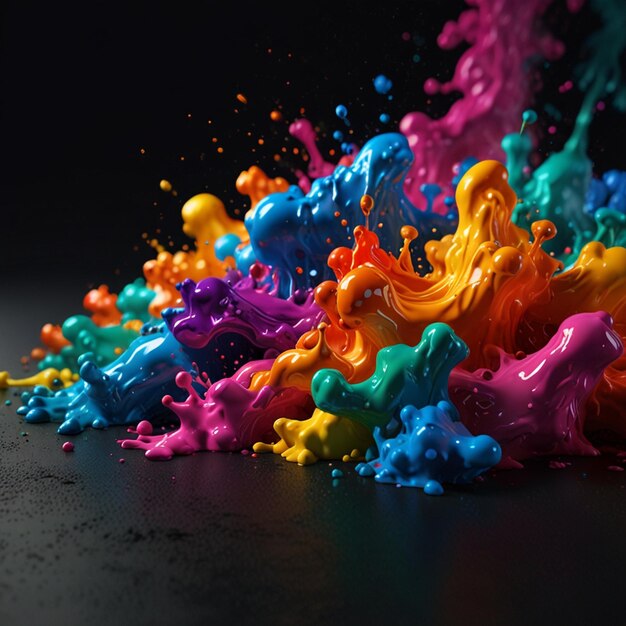 Bright Colors Is Poured Into A Black Background