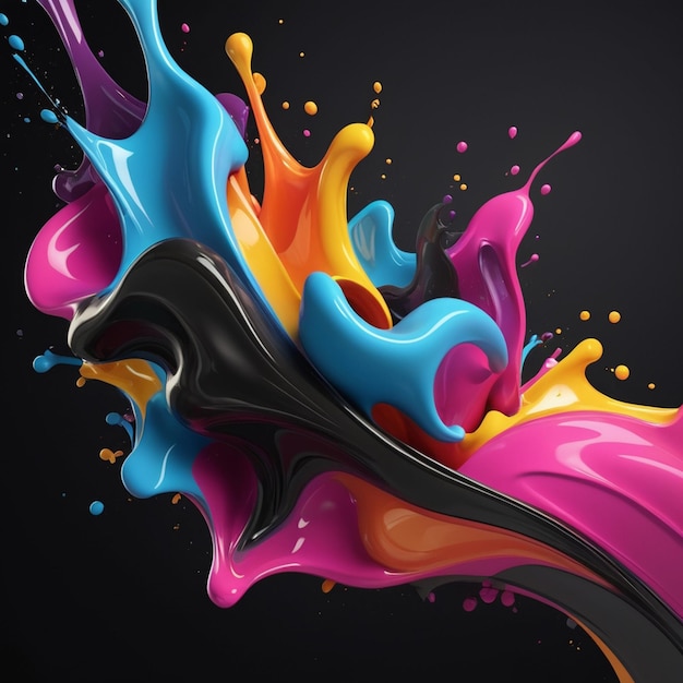 Bright Colors Is Poured Into A Black Background