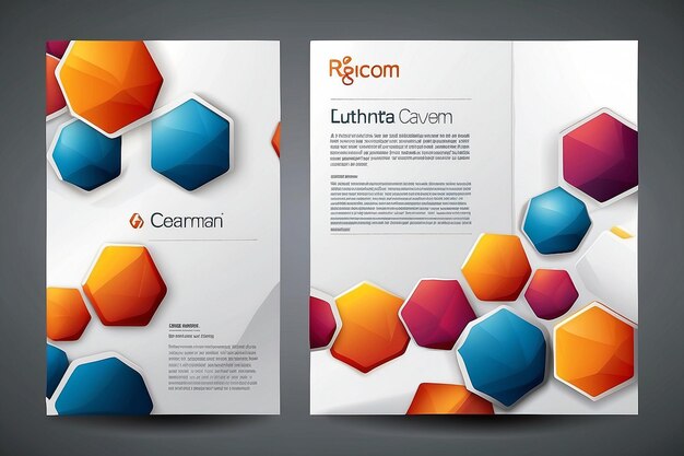 Photo bright corporate cover a4 design vector layout clean geometric hexagons company brochure concept