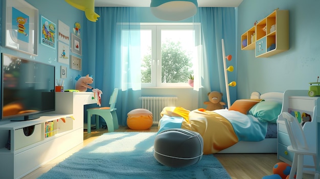 Bright and Cozy Childrens Bedroom with Vibrant Decor Elements