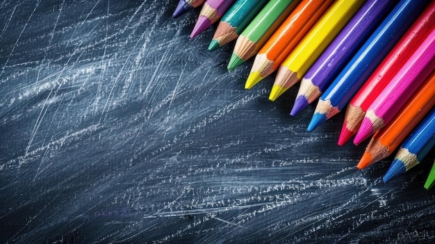 Bright Crayons on Chalkboard Back to School Drawing Inspiration