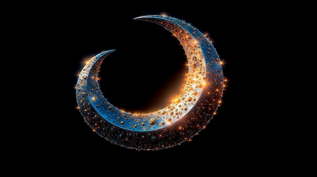 The bright crescent moon on the night sky Generative AI