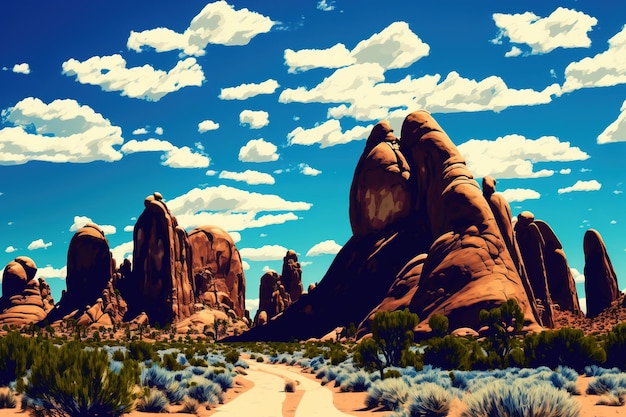 On a bright day a stunning photo of a desert mountain in Arches National Park was taken