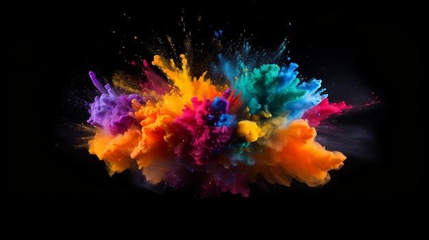 A bright and dynamic explosion of colored powder in the air Generative AI