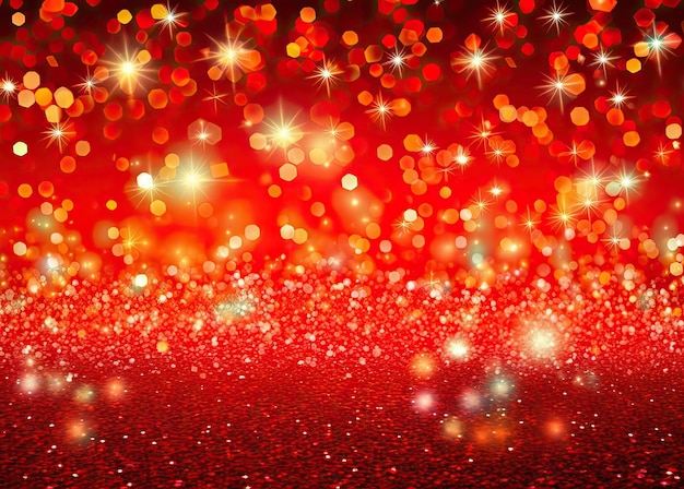 Bright and elegant red sparkly background with stars for Christmas Generative AI