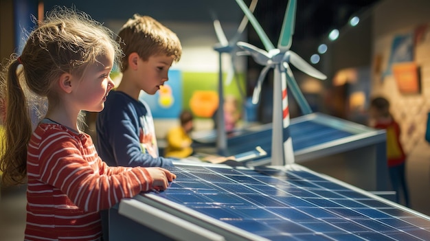 Photo bright exhibit of renewable energy for young explorers