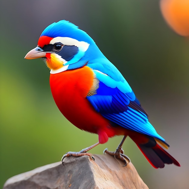 Bright exotic bird in a tropical garden sunlight