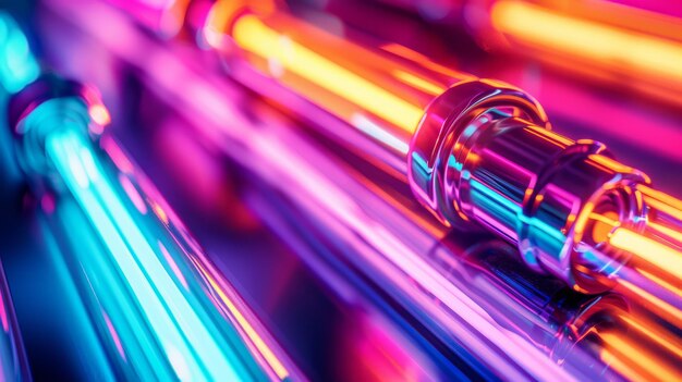 Photo a bright eyecatching background using an assortment of neon light tubes