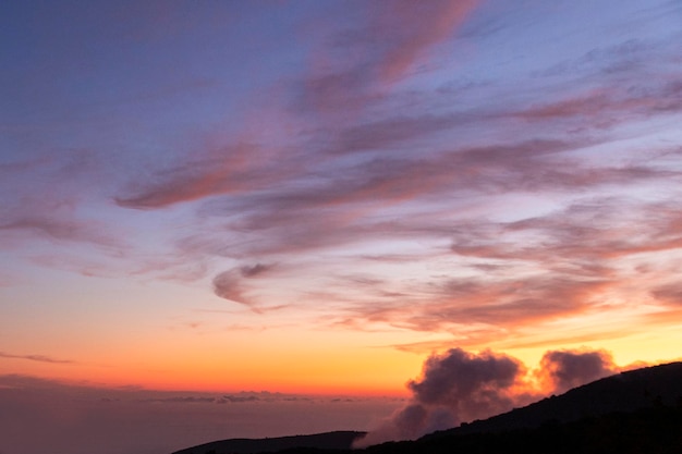 Bright fabulous Sunset with circular clouds on the Balkan Peninsula