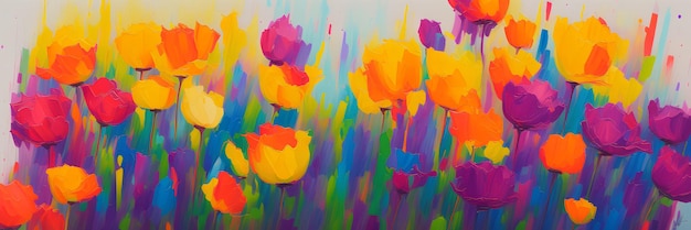 Bright flowers oil paint ai generation