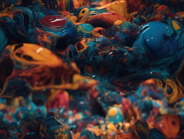 Bright fluid paint pattern Dynamic liquid shapes seamless background created with Generative AI technology