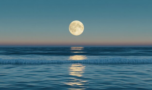 Photo bright full moon reflected in a calm sea