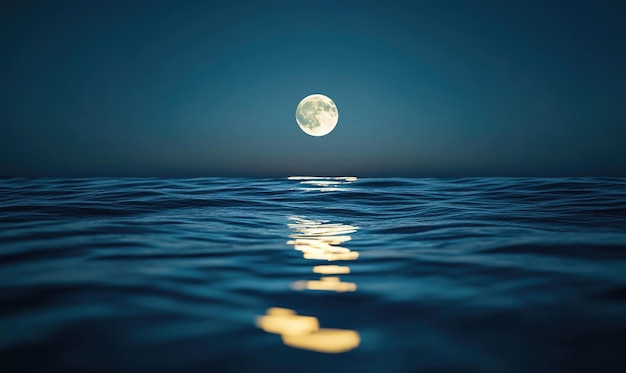 Photo bright full moon reflected in a calm sea