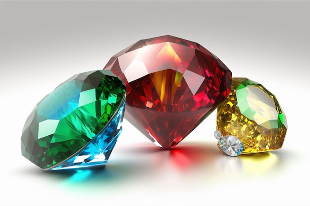 Bright gems isolated on a white background