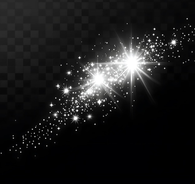 Photo bright glowing effect with white stars on clear background