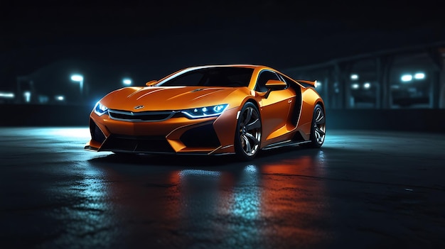 Bright glowing modern car with light motion