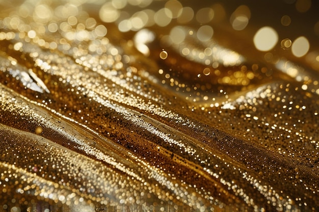 Bright gold glitter in a flowing waterlike effect