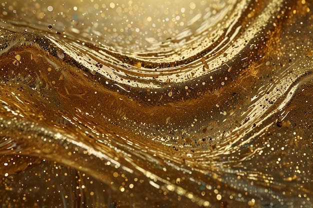 Bright gold glitter in a flowing waterlike effect