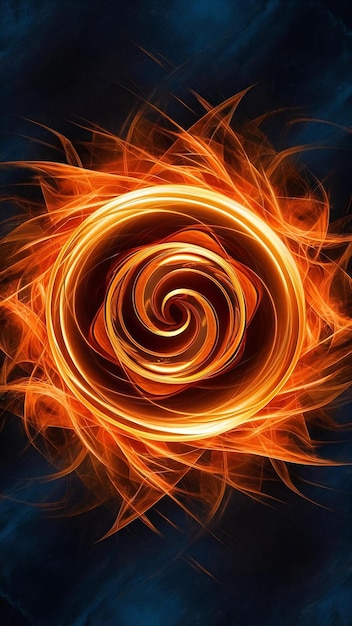 Bright golden spiral with beautiful abstract orange light effects