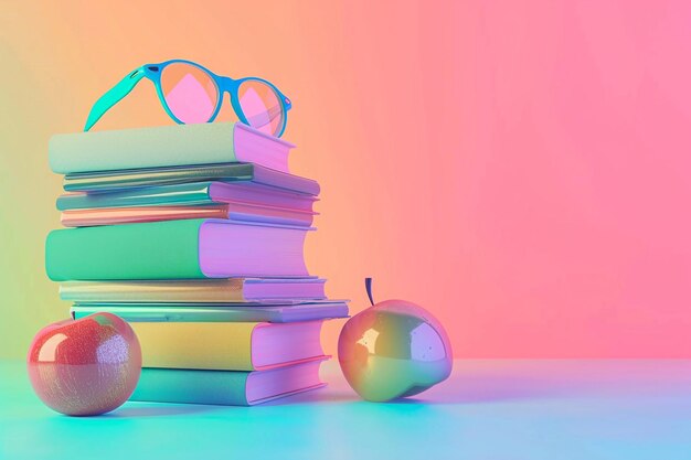 Photo bright gradient background back to school season 3d animation