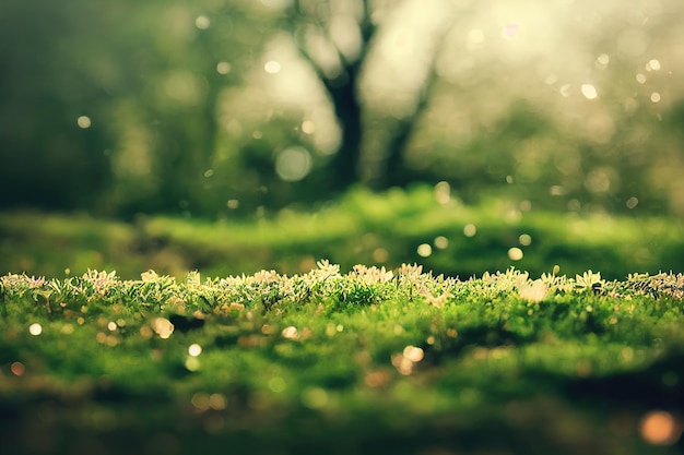 Bright green meadow with grass