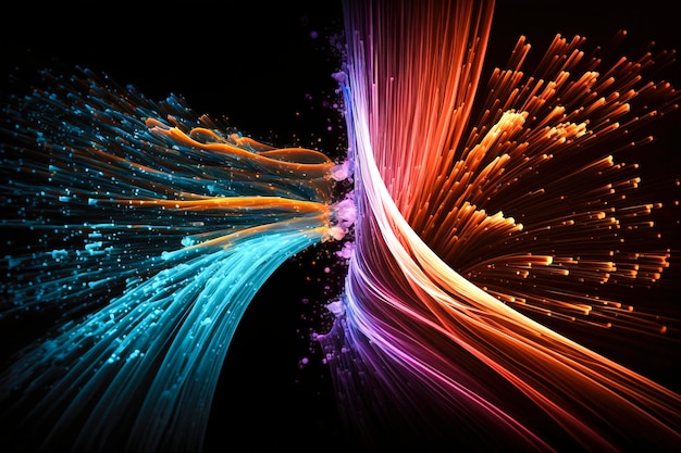 Photo bright illuminated fiber optic network creates stunning abstract art showcasing the beauty of technology created with generative ai technology