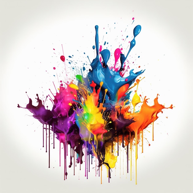 Bright ink or watercolor splash splatter stain brush strokes on white background Ai Generated