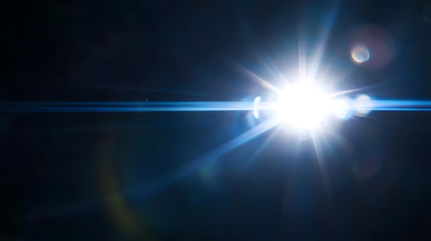 Photo bright lens flare on dark background