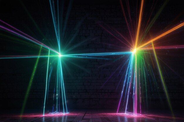 Photo bright light beams laser rays neon glow effect