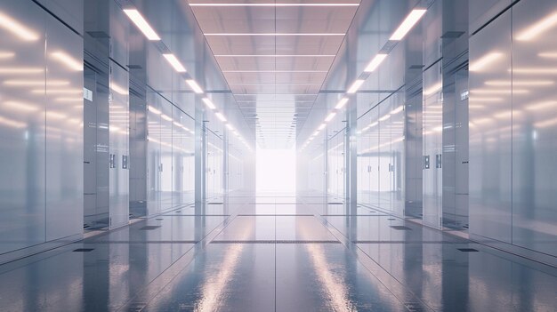 Bright Light Streaming Through Long Hallway Digital Image