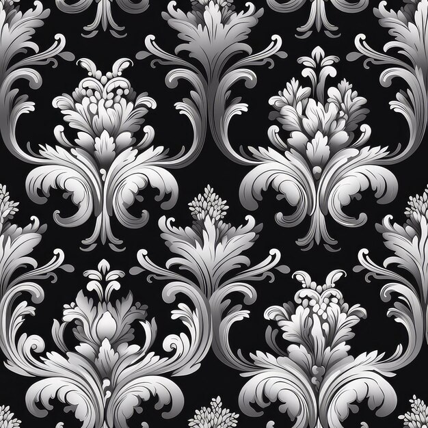 Bright luxury vintage seamless floral damask pattern