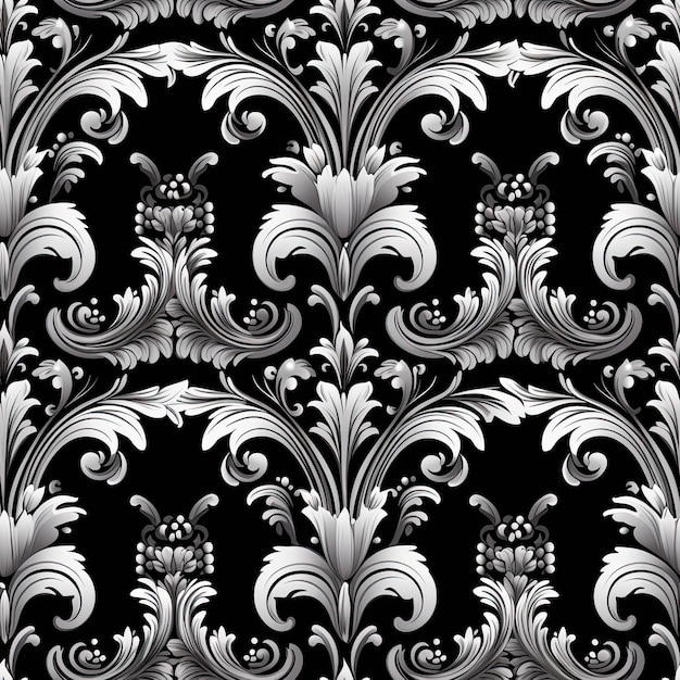 Bright luxury vintage seamless floral damask pattern