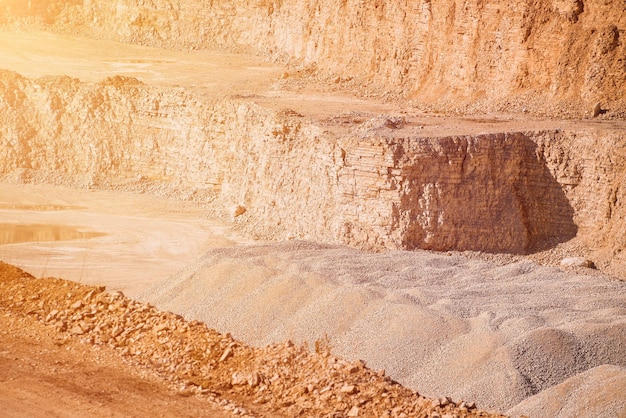 Bright midday sun illuminating quarry