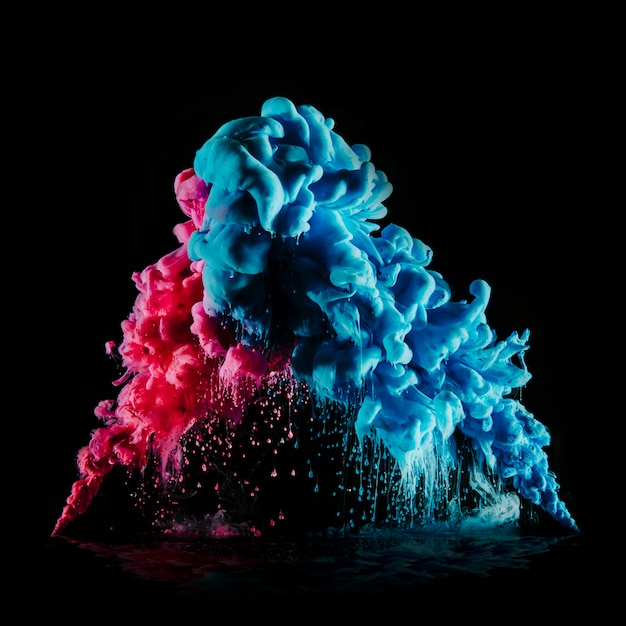 Bright mixing clouds of ink in water