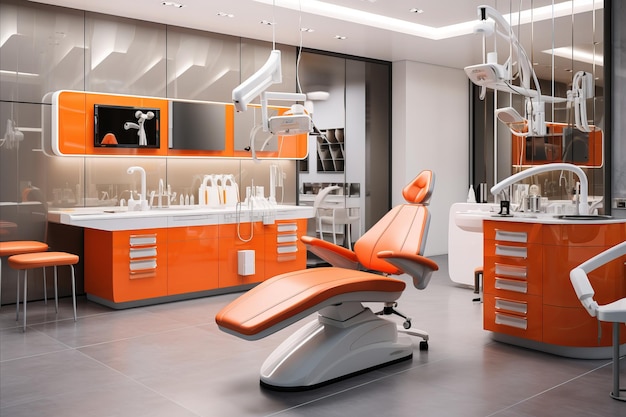 Bright and Modern Dental Office Design with Comfortable Chairs and Equipment for Patients and Staff